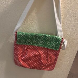 Disney Parks Vintage Mickey Mouse Polka dotted red & green shoulder bag